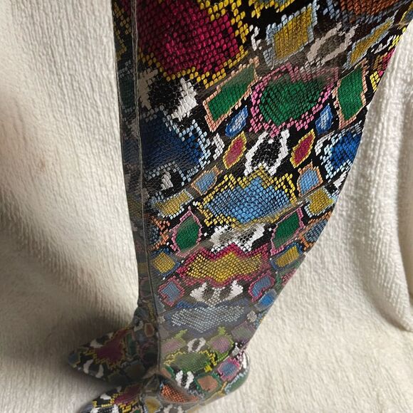 Multicolor Snakeskin Prints thigh high 
Heels boots pointed toe EUR43 run small - Picture 4 of 9